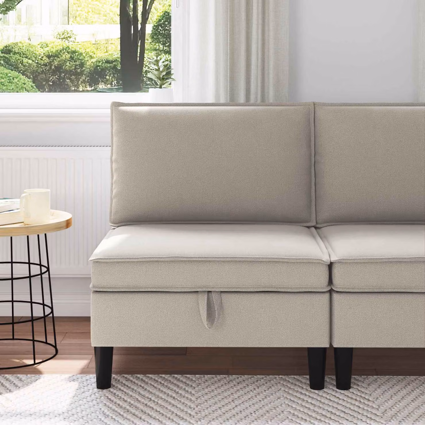 Divano medio con contenitore vidaXL in velluto beige per il tuo soggiorno