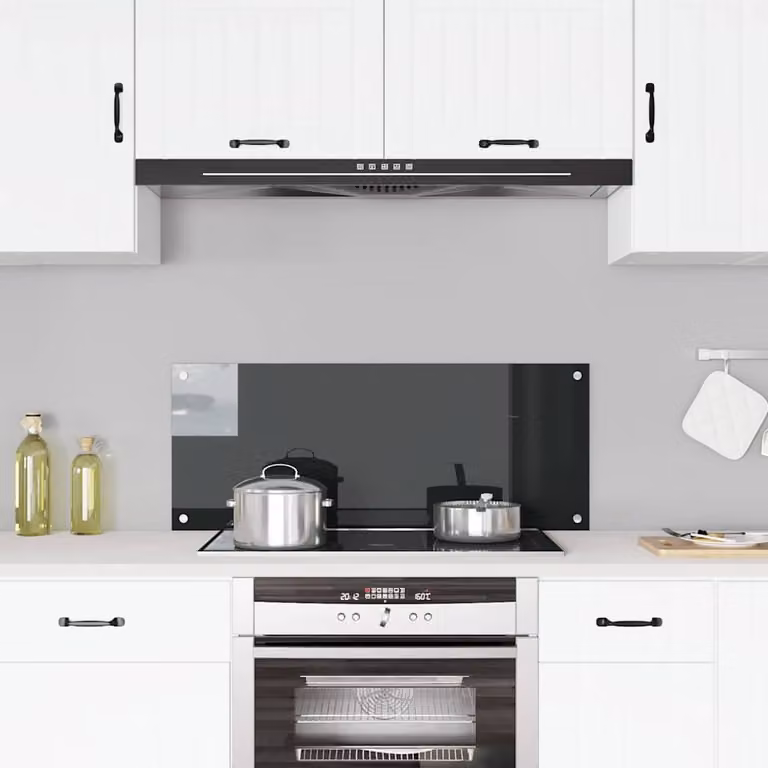 Paraschizzi per cucina vidaXL in vetro temperato nero L: 100 cm, H: 40 cm