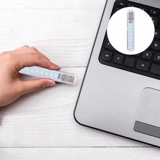 Lampada USB a 10 LED, lampada da comodino portatile, pratica, ricaricabile tramite USB