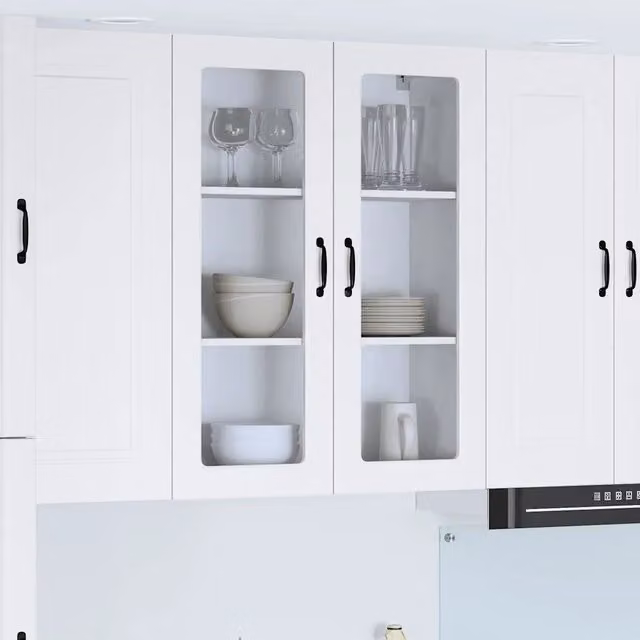 Pensile da cucina moderno vidaXL bianco con ante a battente in legno L: 80 cm, P: 31 cm, H: 100 cm