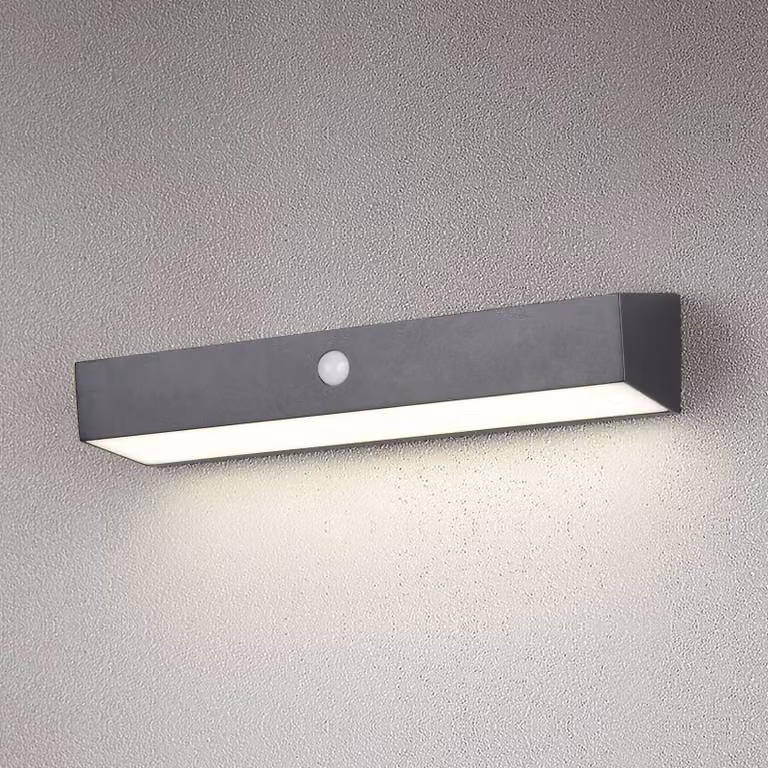 Reality Leuchten Applique da esterni a LED con sensore Silves, Nero, Plastica, Applique LED da esterni
