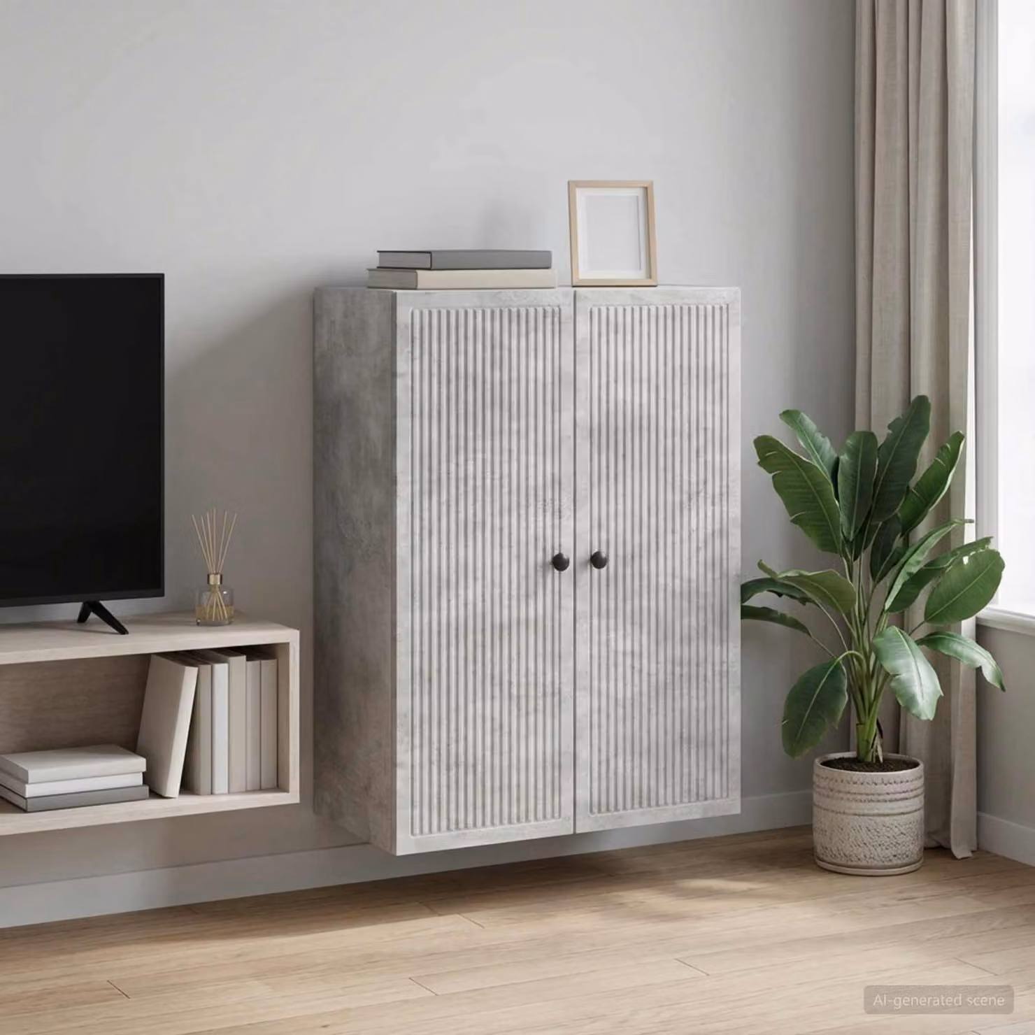 Mobiletto a muro vidaXL Grigio, stile vintage con ante a battente, L: 66 cm, P: 34,5 cm, H: 90 cm