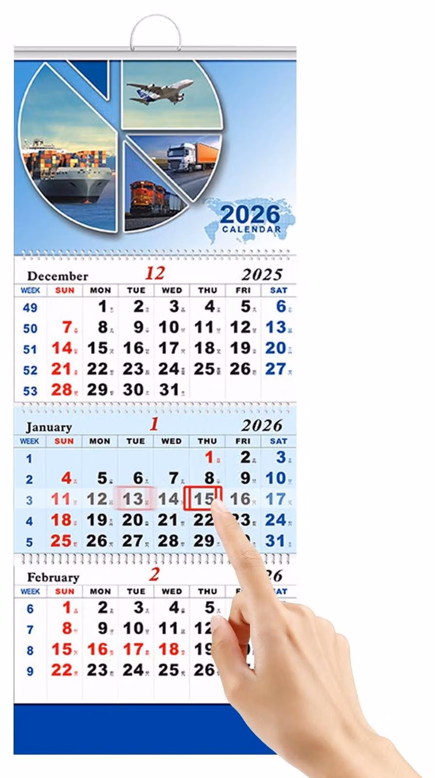 Calendario da parete trimestrale per la casa
