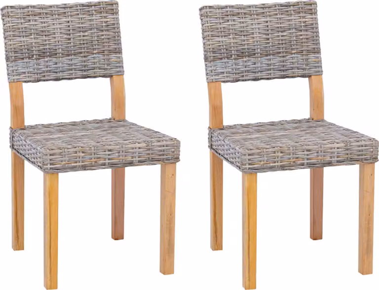 vidaXL Sedia da pranzo GENDT, 2 pezzi, rattan Kubu, colore grigio