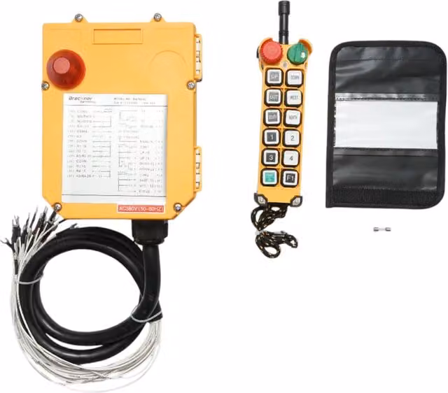 Telecomando industriale wireless Breckner Germany con 12 pulsanti, 380V AC, colore giallo, grado di protezione IP65