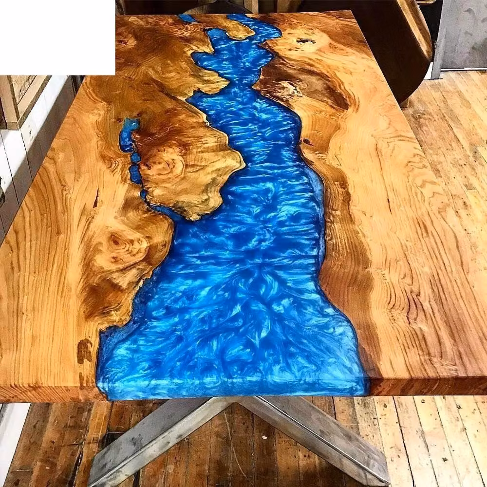 Couchtisch River Table Echtes Holz Flusstisch 120x90 Massive Tische Epoxidharz