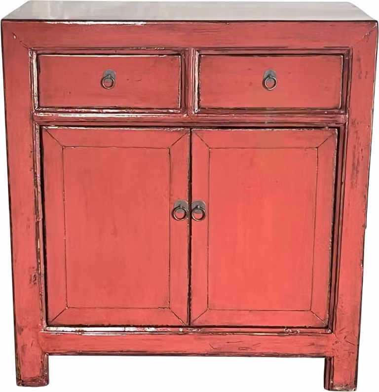 Fine Asianliving Armadio cinese antico rosa corallo lucido L83xP40xH90cm Armadio cinese Armadio cinese da matrimonio Mobili orientali Mobili asiatici