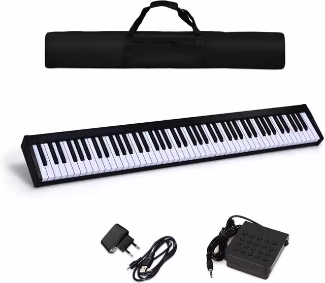 Pianoforte digitale portatile con 88 tasti e 128 toni, tastiera elettronica nera con borsa inclusa