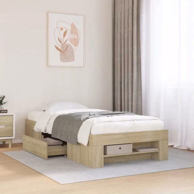Giroletto senza materasso vidaXL in legno Rovere Sonoma L/P: 100 x 200 cm
