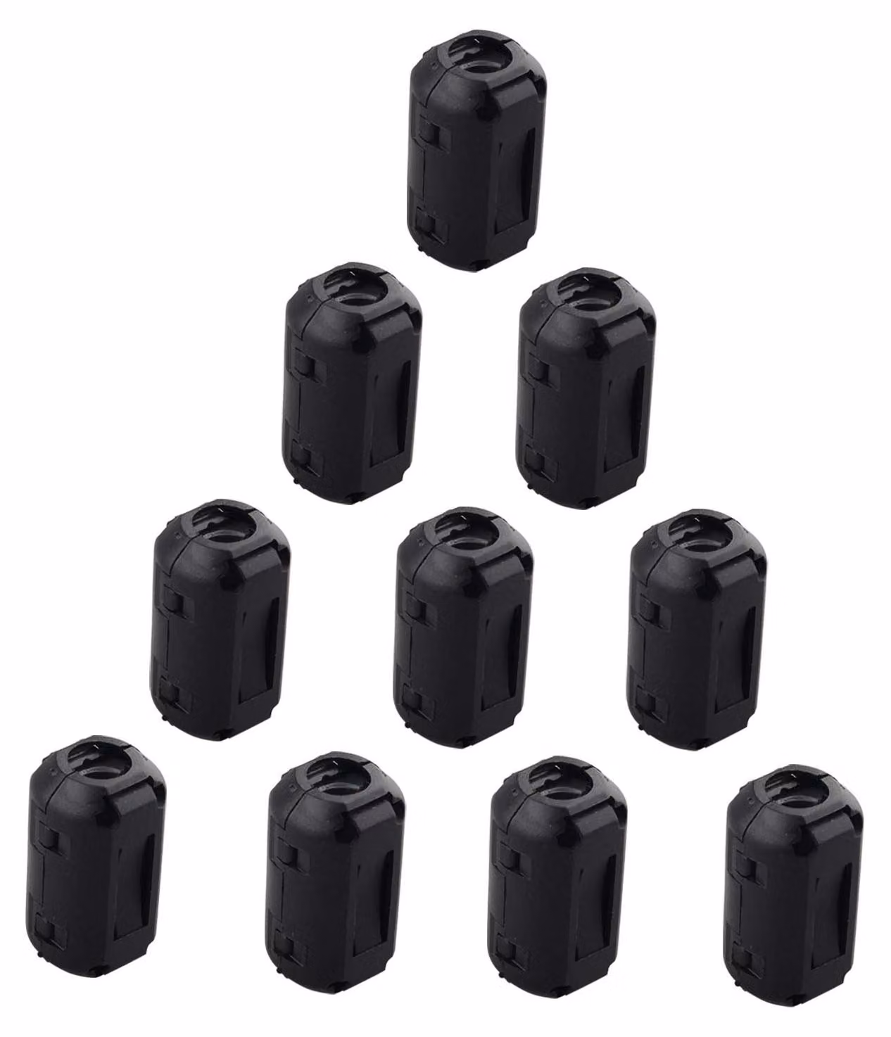 10 nuclei ferromagnetici ad anello, clip, 9 mm, neri, filtro anti-rumore