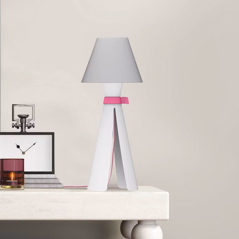 Aluminor Lampada da tavolo Floh, Bianco / Opale, Soggiorno / Sala da pranzo, Tessuto / Stoffa / Seta, Moderno, Lampada da tavolo