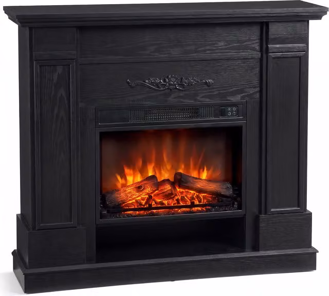 HOMCOM Camino Elettrico da Terra/Incasso con Cornice e Ripiano per TV 55'', 1800W, Effetto Fiamma 3D, Timer, Nero   Aosom Italy