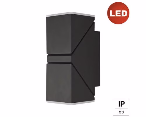 Lampada da parete esterna a LED, modello E2 Lyra, grado di protezione IP65, 12W, 1700 lumen, 4000K, colore antracite