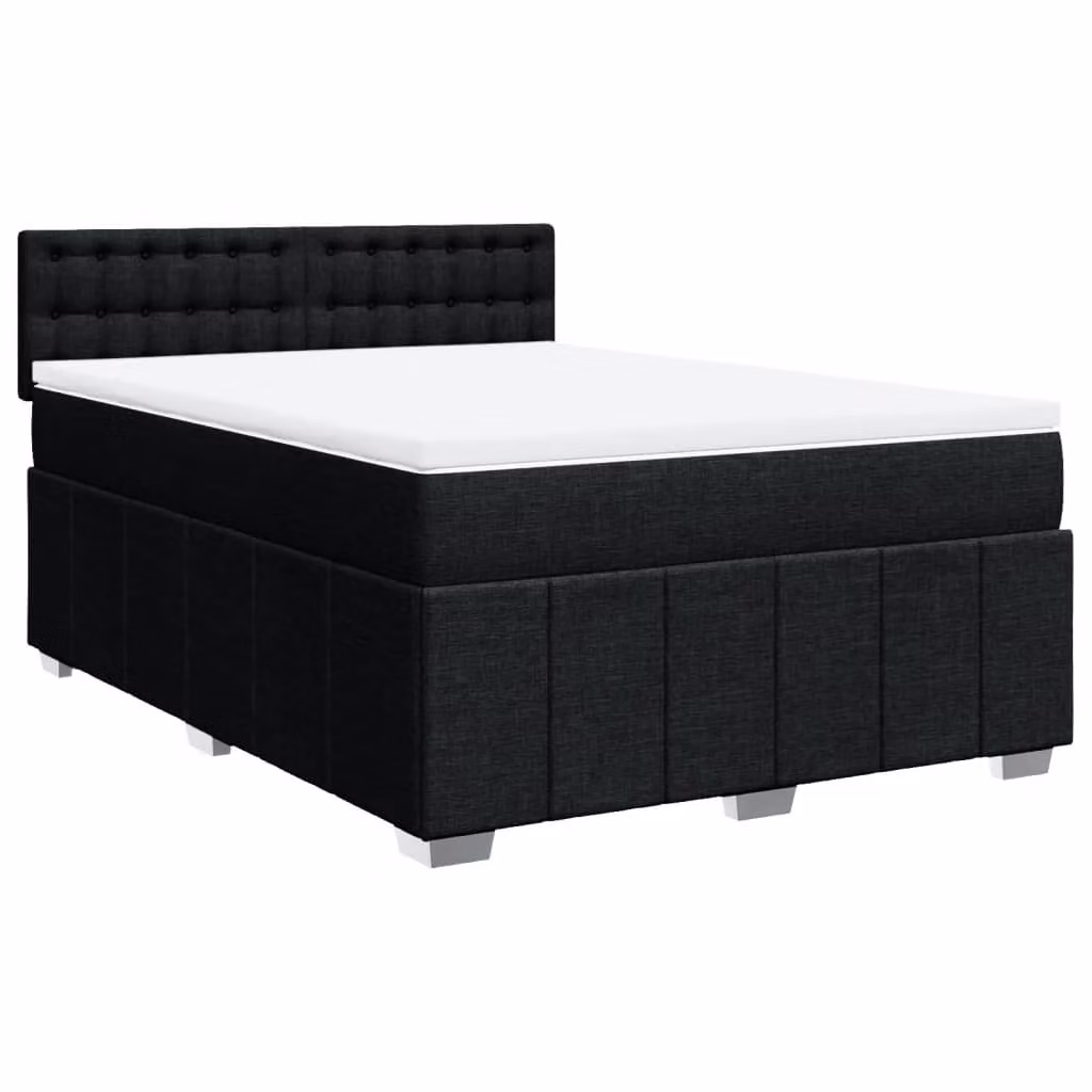 Giroletto a Molle con Materasso Nero 160x200 cm in Tessuto