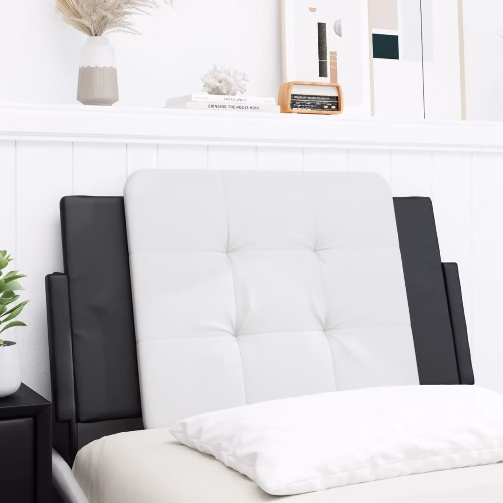 vidaXL Cuscino Testiera Zadar in Similpelle Nero e Bianco, L: 90 cm