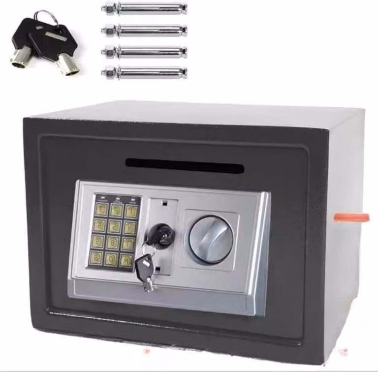 Cassaforte digitale in acciaio Tavien - 16L - Serratura elettronica - Protezione di denaro e oggetti di valore per ufficio e casa - 2 scomparti con 2 chiavi