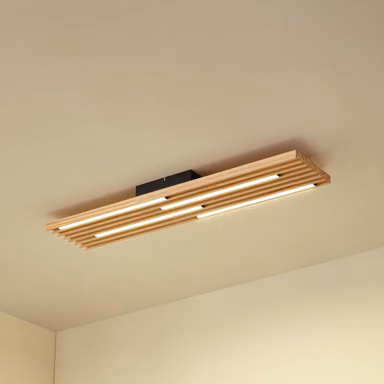 Plafoniera soffitto Madero Lindby, Legno chiaro, Soggiorno / Sala da pranzo, Legno, Moderno, Plafoniera