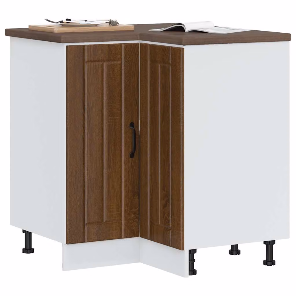 Base angolare per cucina moderna vidaXL in MDF marrone e bianco L/P/H: 75,5 x 81,5 x 75,5 cm