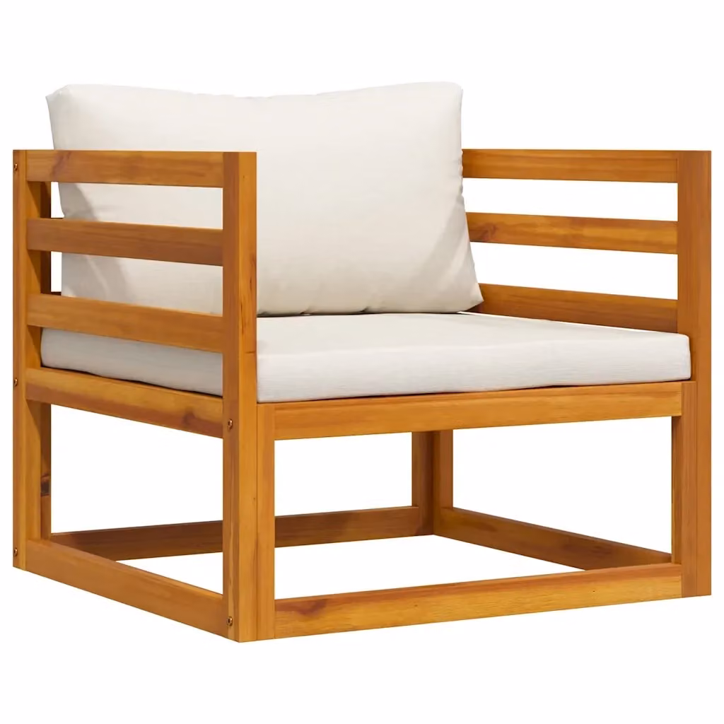 Sedia da giardino in legno di acacia con cuscini beige per esterno – 2