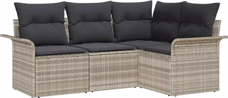 Set Divano da Giardino 4 pcs Grigio chiaro polyrattan