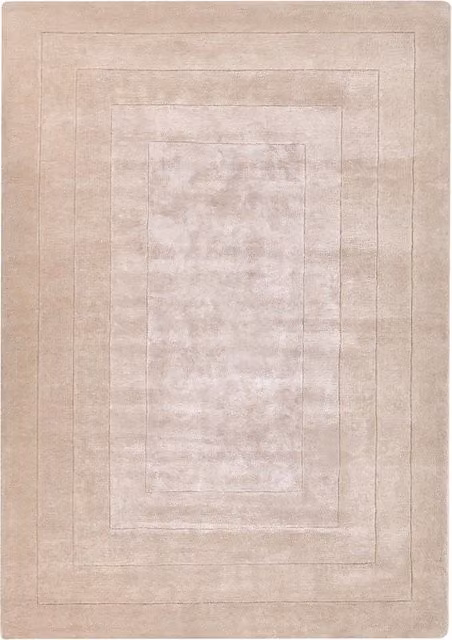 Tappeto stile moderno in viscosa e lana realizzato a mano rettangolare 160 x 230 cm beige