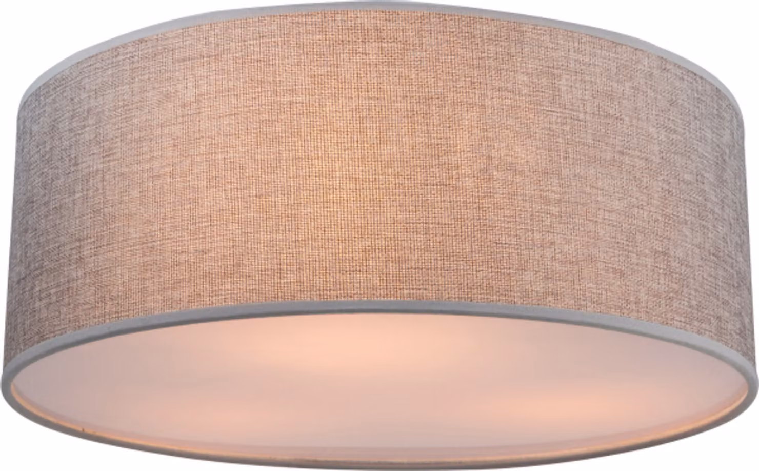 Globo Lighting plafoniera in metallo nichel opaco, plastica, tessuto grigio, acrilico satinato, ø: 400mm, H: 175mm, escl. 3x E14 40W 230V