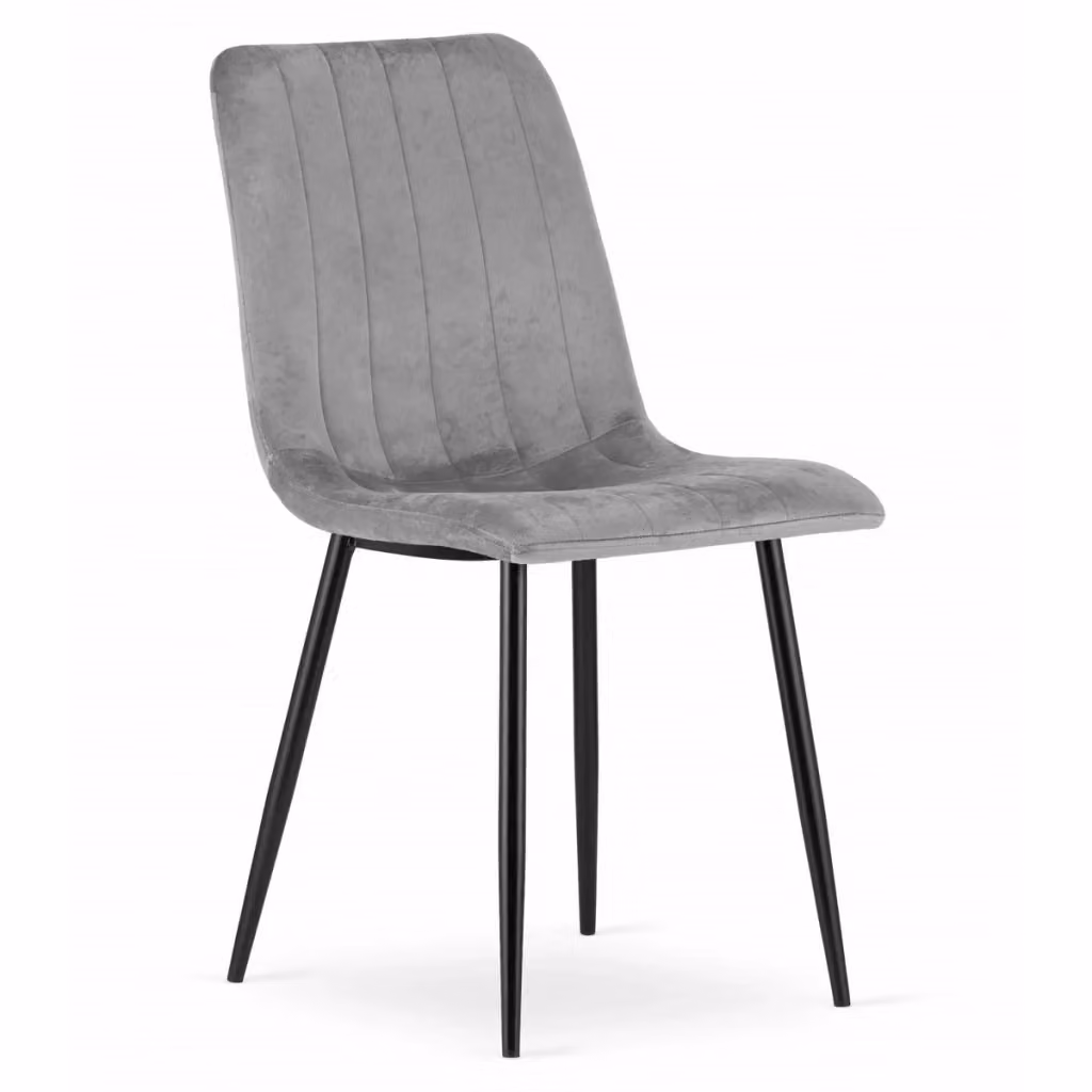 Set di 3 sedie in velluto grigio e nero con struttura in metallo KENDRA HOME stile industrial – 2