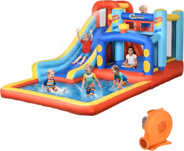 Castello Gonfiabile con Scivolo e Trampolino ¨C Xylo ¨C 435x245x200 cm Multicolore
