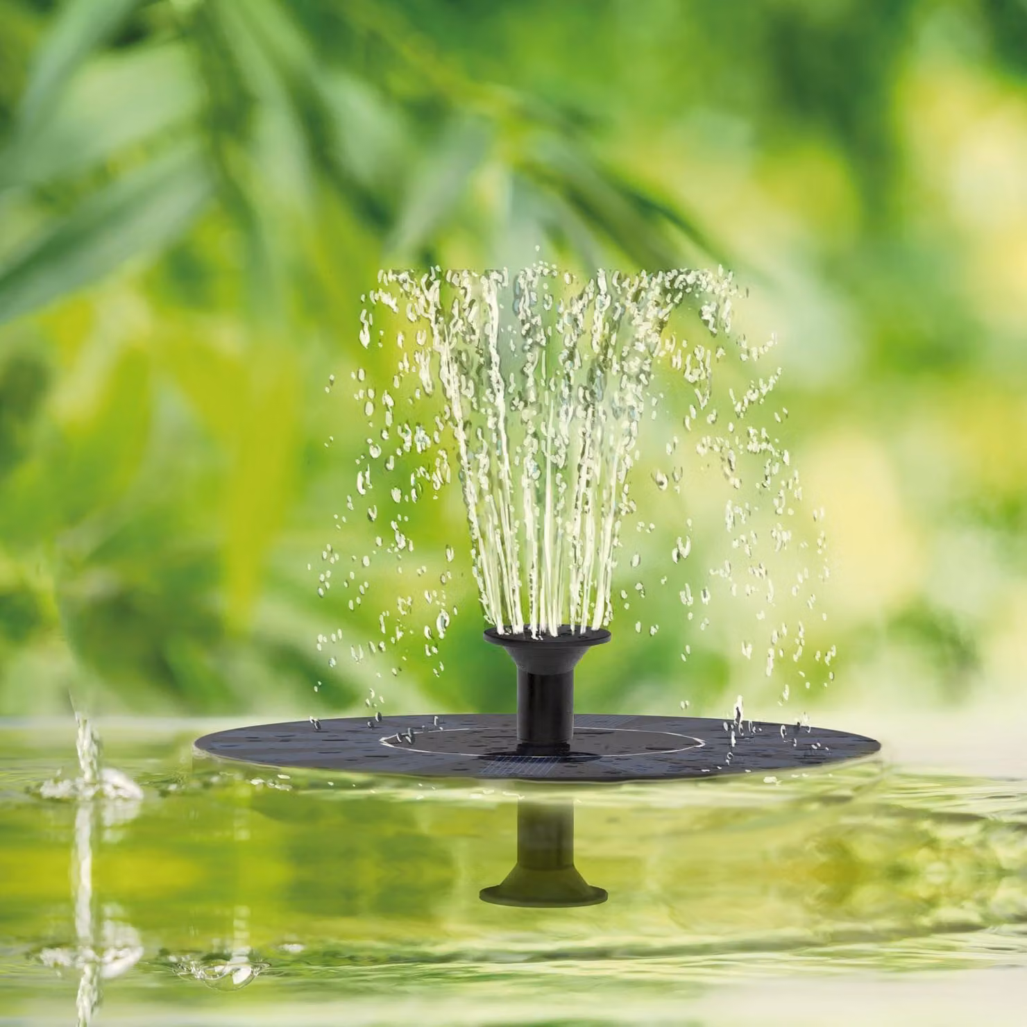 Fontana a energia solare - Pompa galleggiante per fontane da giardino - Ø 160 mm - Con 5 ugelli spruzzatori - Senza cavi né batterie - Per laghetti e vasche ornamentali [11226]