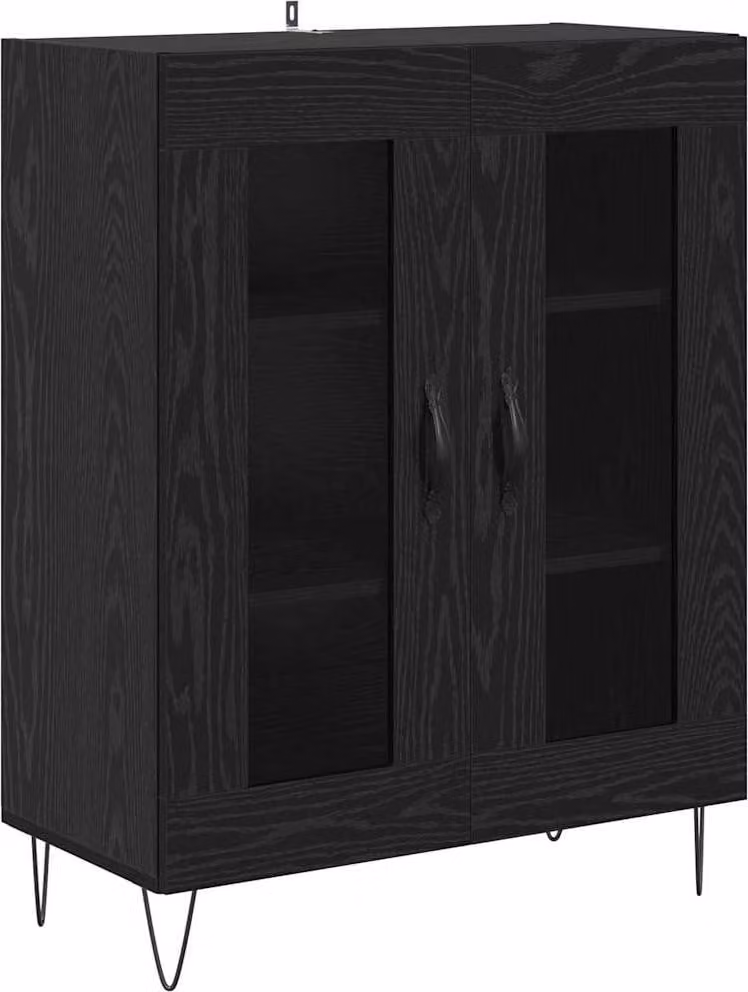 Credenza Rovere Nero 69,5 x 34 x 90 cm Legno multistrato