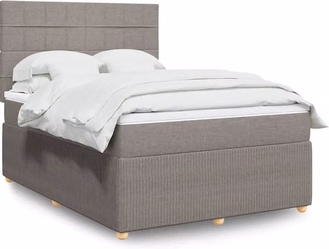 Letto Ibrido con Giroletto a Molle e Materasso vidaXL in Tessuto, Colore Tortora, L/P/H: 140 x 200 x 150,5 cm