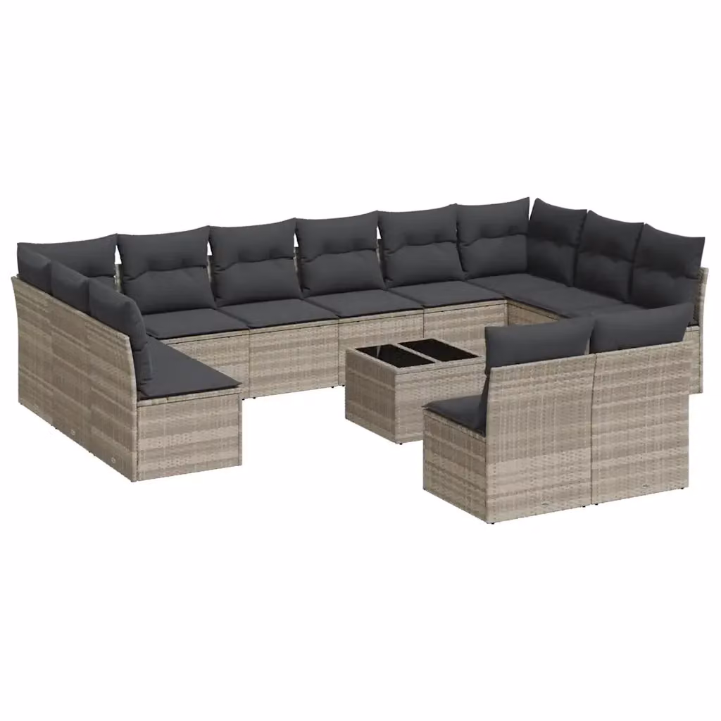 Set di Divani da Giardino VIDAXL in Polyrattan Grigio Chiaro con 13 Pezzi e Cuscini – 2