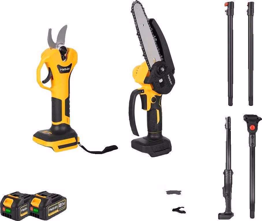 Potatore elettrico, motore brushless, lunghezza regolabile, set di 2 batterie