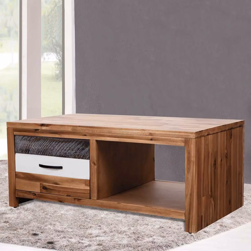 vidaXL Tavolino da Salotto in Legno Massello d'Acacia 90x50x37,5 cm