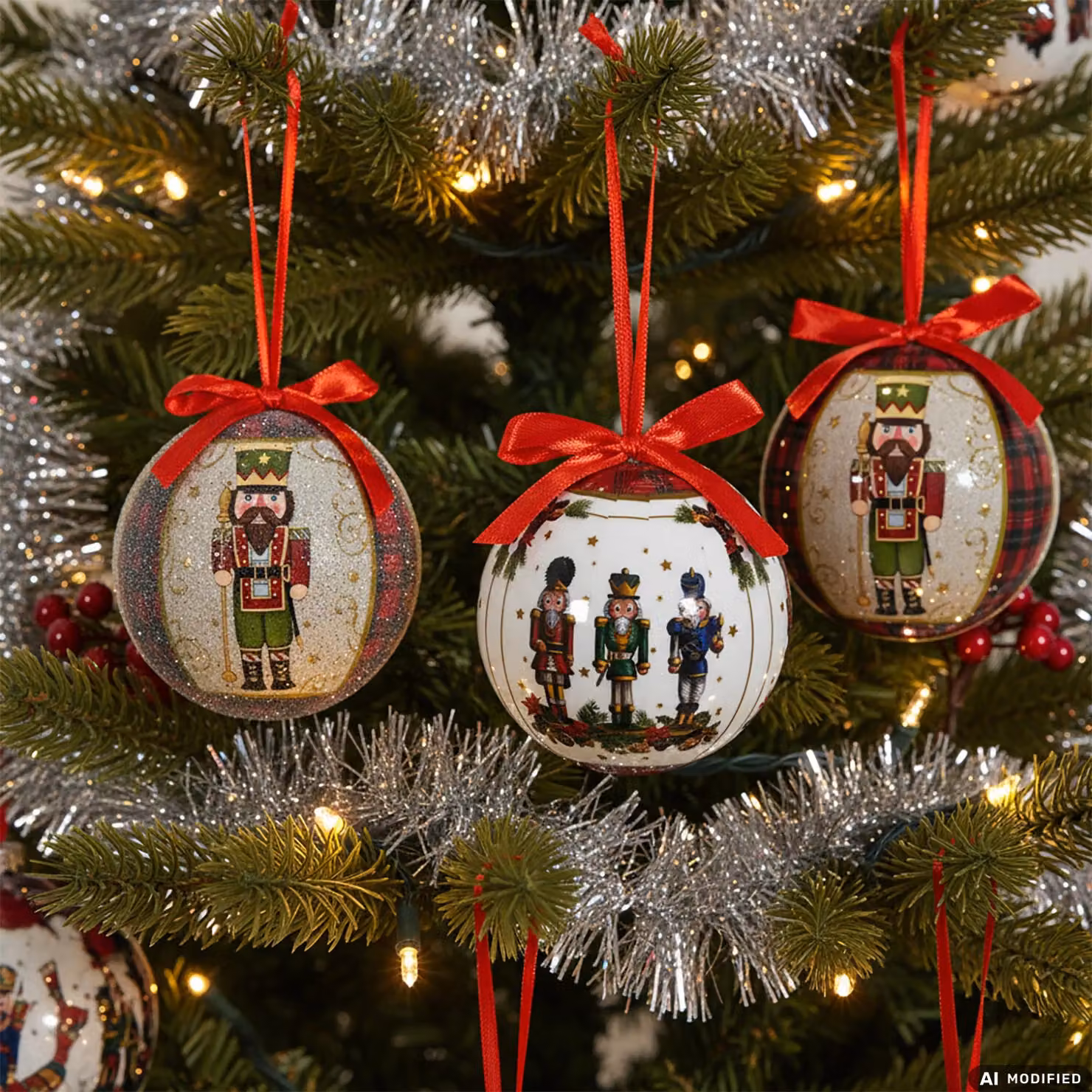 Set di 14 Palle di Natale con Schiaccianoci VESTIAMO CASA, decorazioni multicolore e rosse, diametro: 7,5 cm – 2