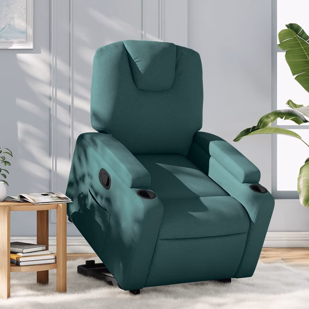 vidaXL Poltrona Alzapersona Reclinabile Verde con Assistenza Sollevamento Elettrica in Tessuto – 1