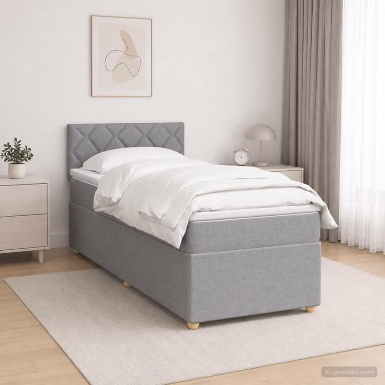 Maison Exclusive - Letto boxspring con materasso Grigio chiaro 90 x 190 cm Tessuto