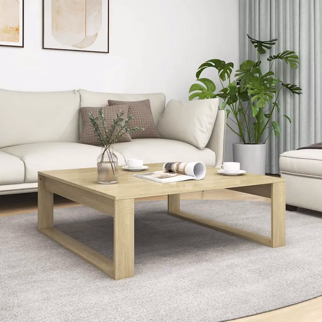 Tavolino da salotto vidaXL in legno Rovere Sonoma, L/P/H: 100 x 100 x 35 cm