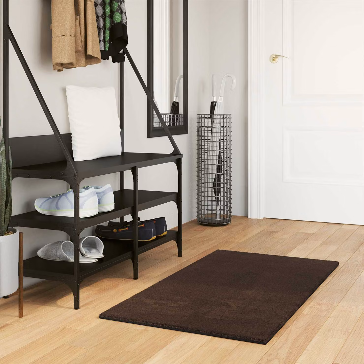 Tappeto a pelo medio vidaXL HUARTE Marrone, lavabile e antiscivolo, ideale per soggiorno e camera da letto, L: 110 cm x P: 180 cm x H: 1,6 cm