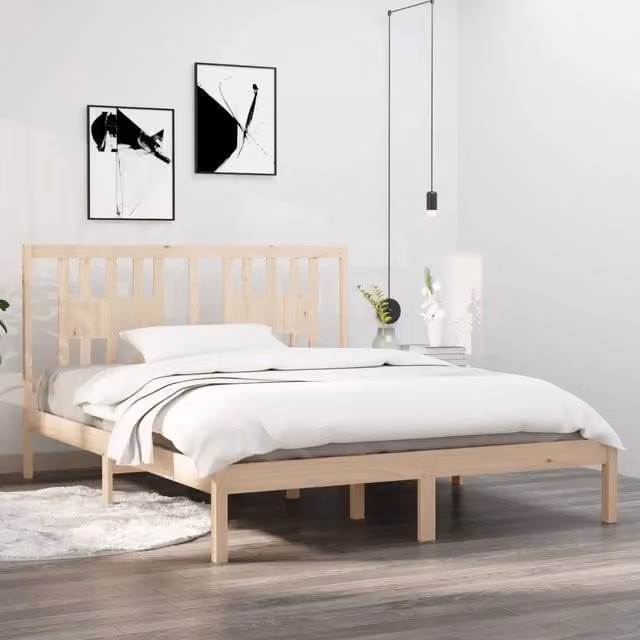 Giroletto in legno massello di pino vidaXL stile rustico bianco L/P: 160 x 200 cm – 1