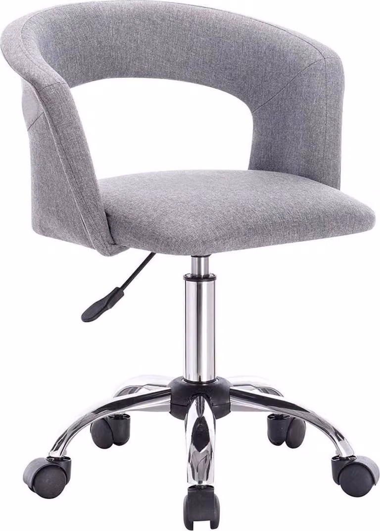 Sedia da ufficio ergonomica Deluxe - Linnen - Grigio chiaro - Regolabile in altezza - Con rotelle