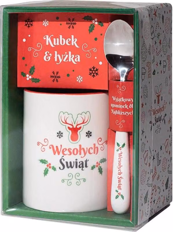 Set natalizio con tazza e cucchiaino "Buon Natale" - Be-Happy Gifts