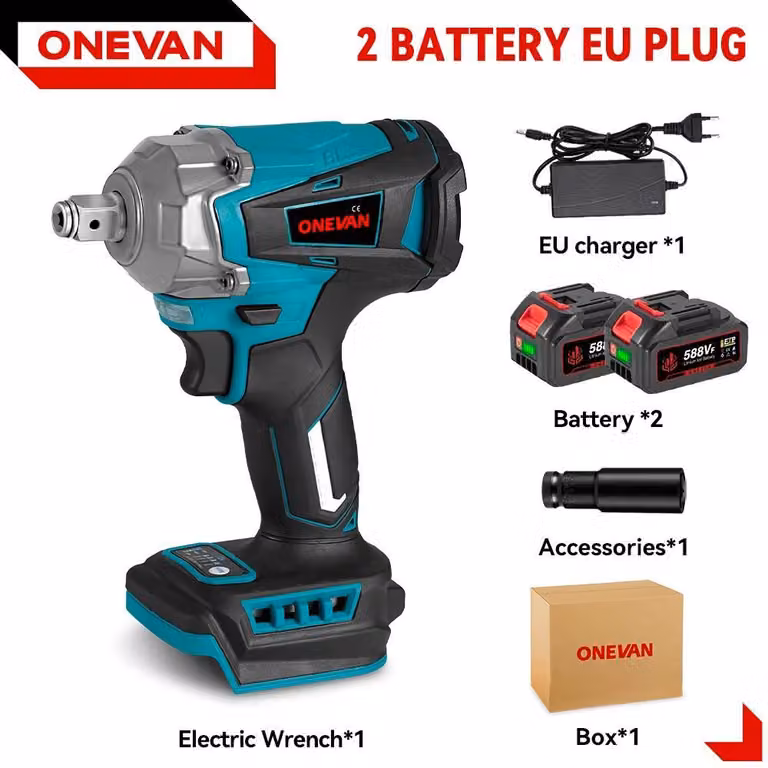 Avvitatori a percussione e avvitatori a batteria - Alimentazione a batteria, senza spazzole, 1200 W - Sistema a 18 V - 2 batterie incluse - Per legno/materiali non metallici - Blu