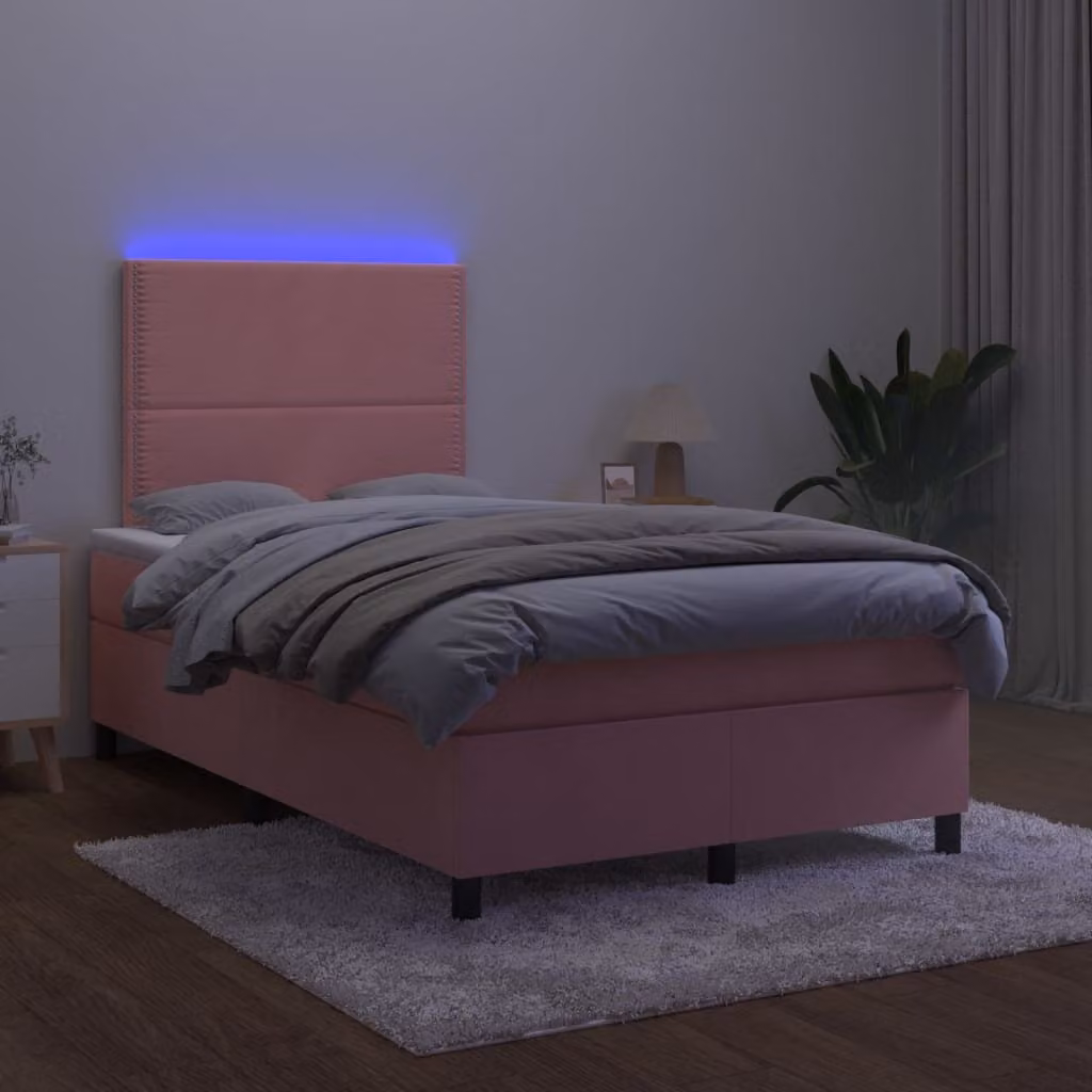 Maison Exclusive - Letto a Molle con Materasso e LED Rosa 120x200 cm in Velluto