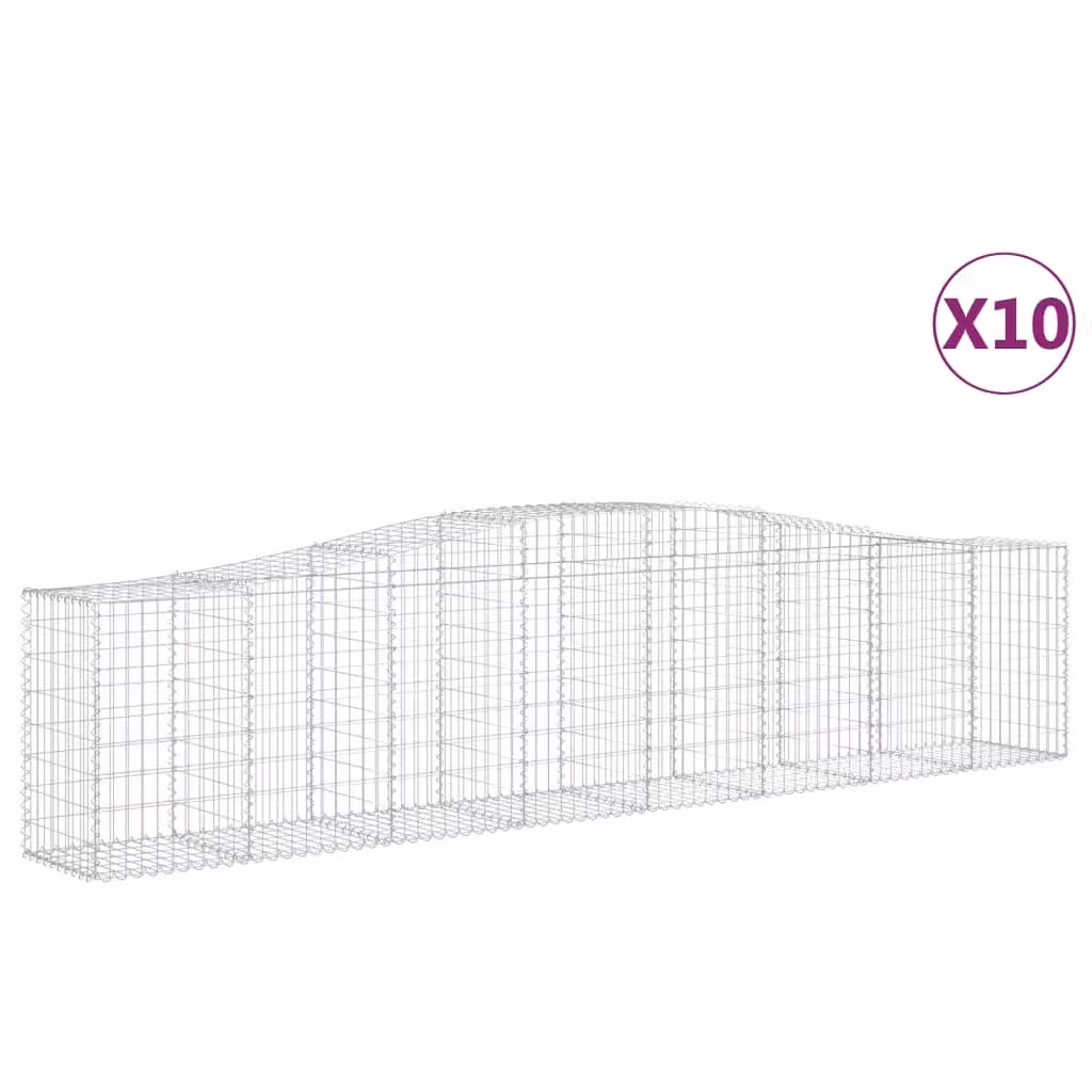 Cesti Gabbioni ad Arco 10 pz 400x50x80/100 cm Ferro Zincato