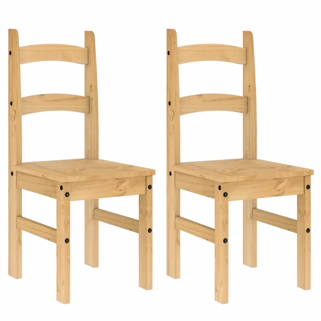 Set di 2 sedie da pranzo vidaXL in legno massello di pino cerato, colore beige/marrone, L/P/H: 40 x 46 x 99 cm – 2