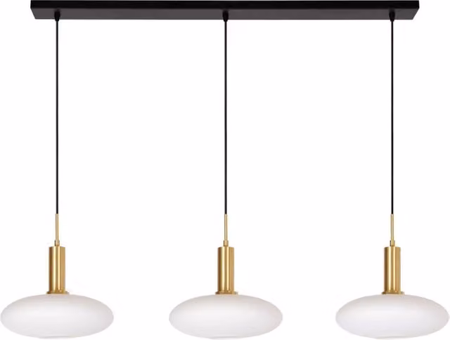 Lampada a sospensione Singala 3xE27 vetro bianco oro