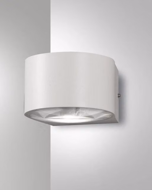 Lao Lampada da Parete Outdoor LED Fabas Bianco in Alluminio e Vetro Cristallo 12W 1080lm 3000K IP65 Design Moderno