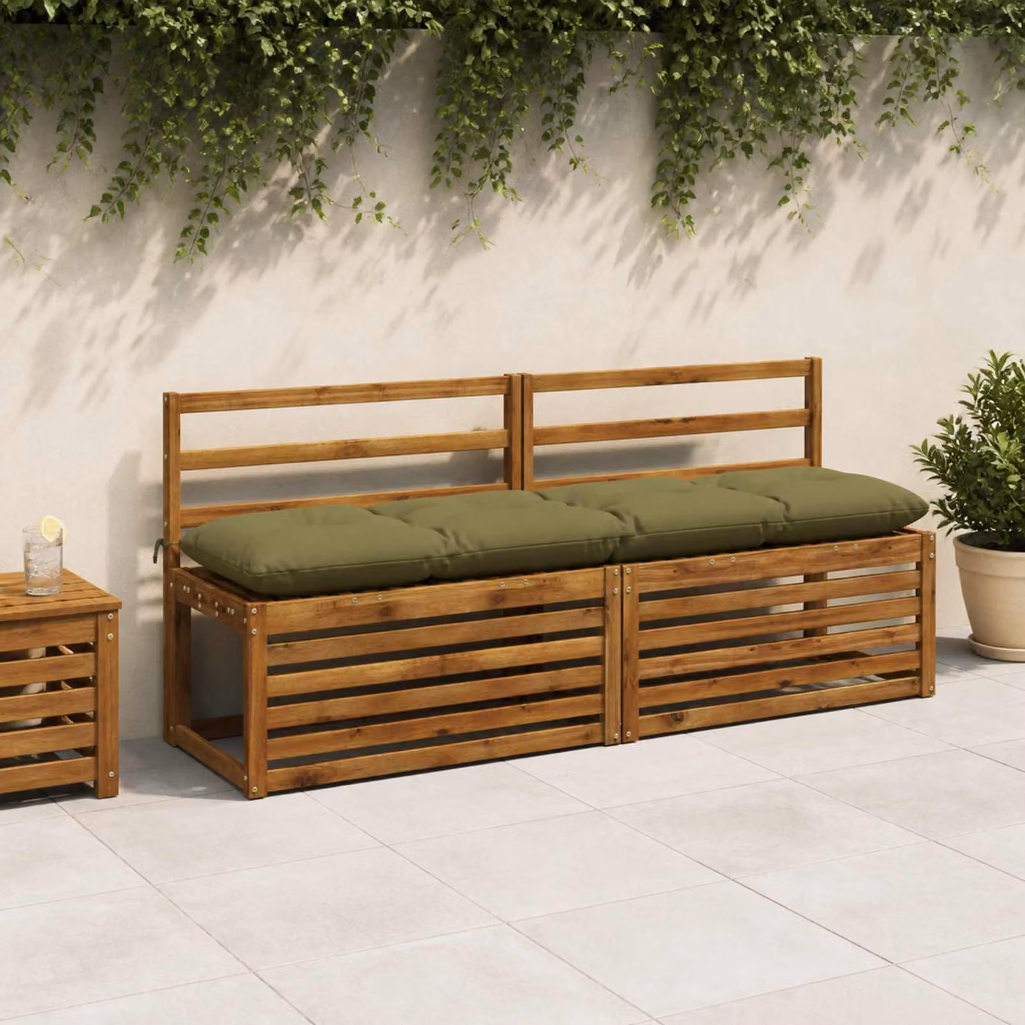 vidaXL Cuscini per Panchina VIANEN 2 pz 100% Poliestere Verde Oliva