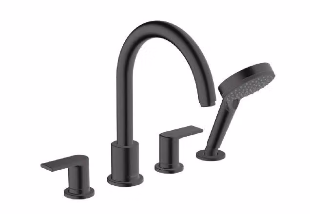 Hansgrohe Vernis Shape - Miscelatore per bordo vasca, installazione a 4 fori, nero opaco 71459670